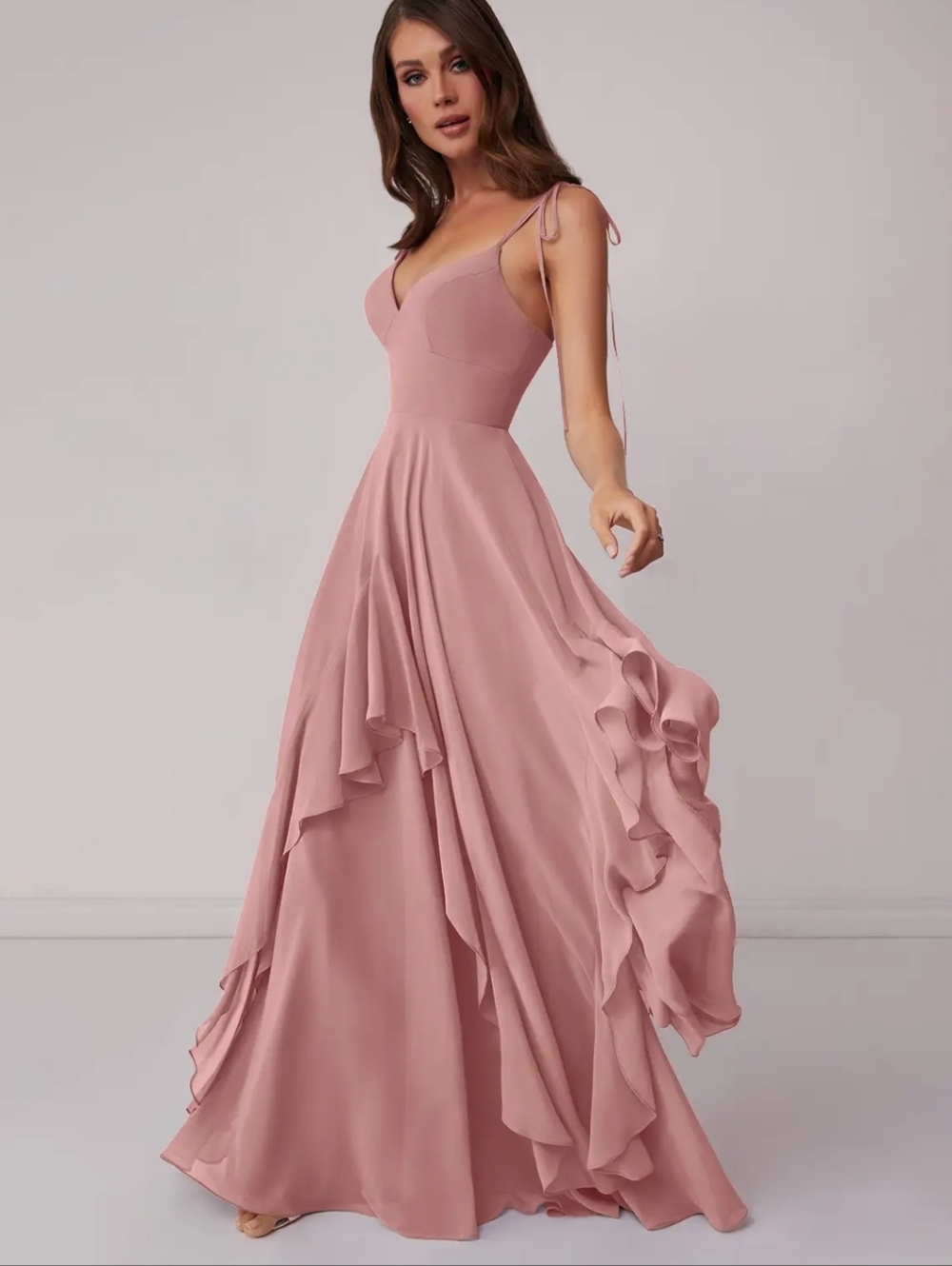 Barbie  AZAZIE Dusty Rose A-Line Bow Chiffon Dress dusty rose Size A8